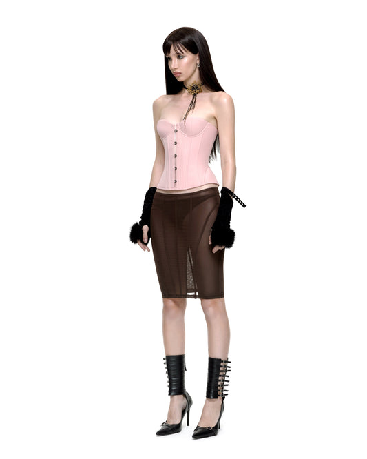 AUBREY MIDI SKIRT (BROWN)