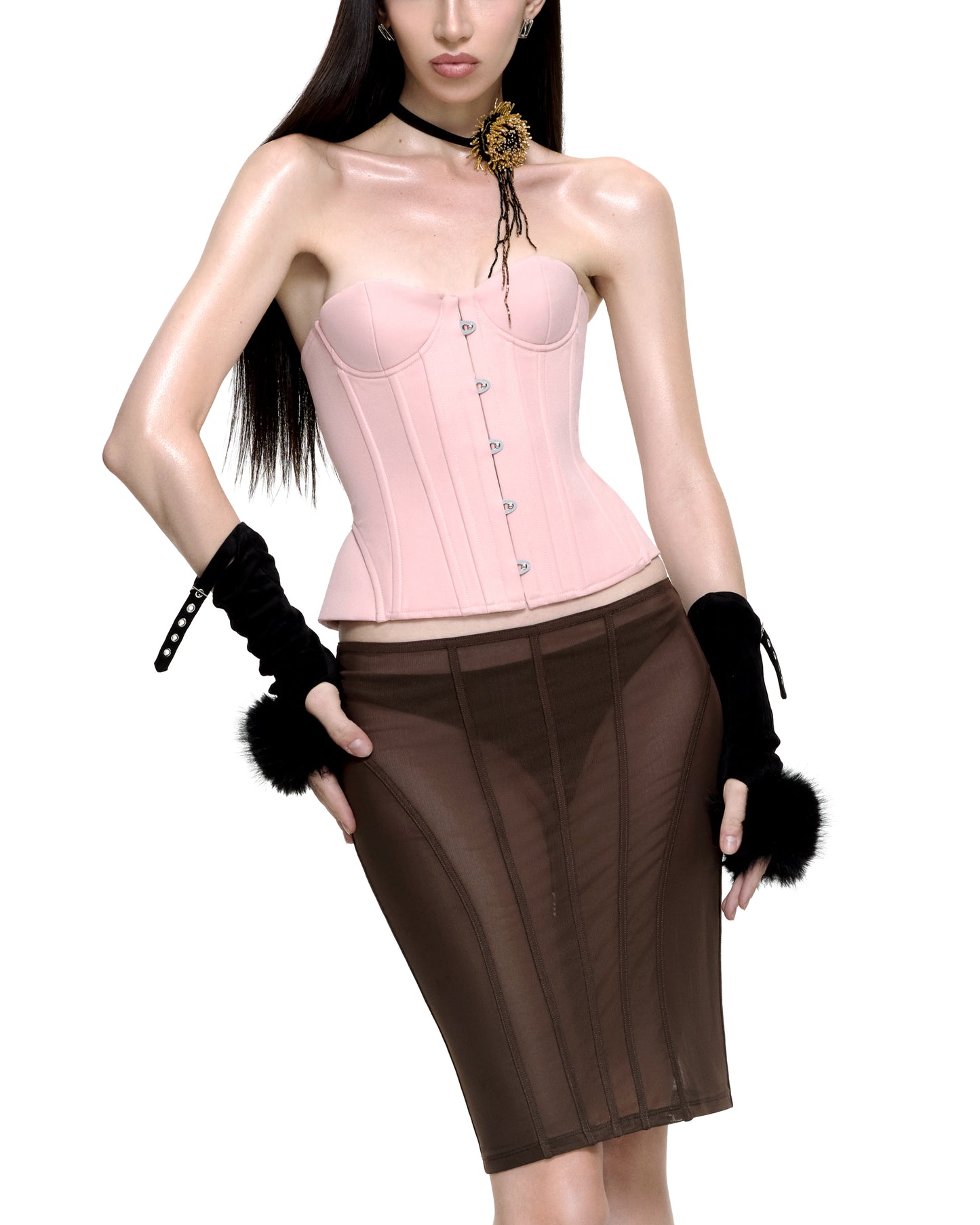 AUBREY MIDI SKIRT (BROWN)