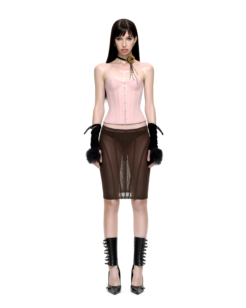 AUBREY MIDI SKIRT (BROWN)