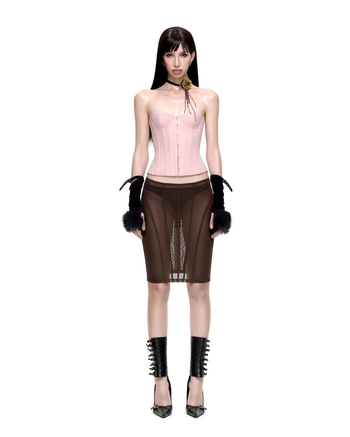 AUBREY MIDI SKIRT (BROWN)