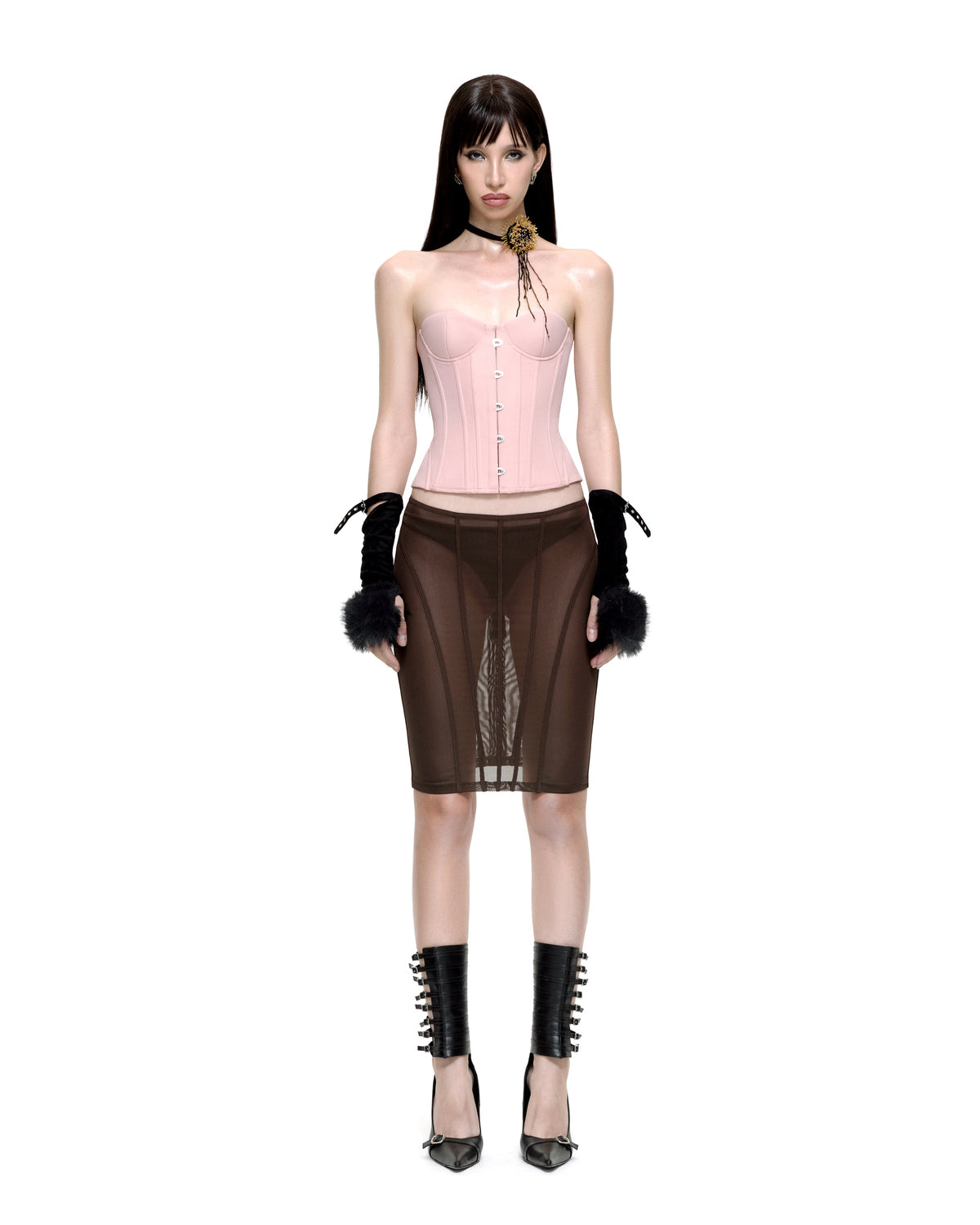 AUBREY MIDI SKIRT (BROWN)