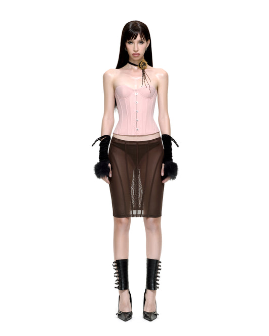 AUBREY MIDI SKIRT (BROWN)