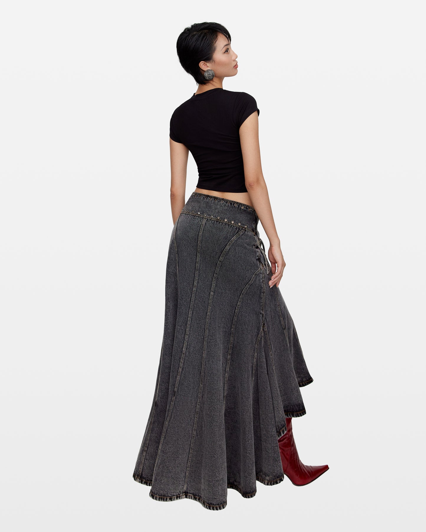 "BORN STUBBORN" MIDI SKIRT