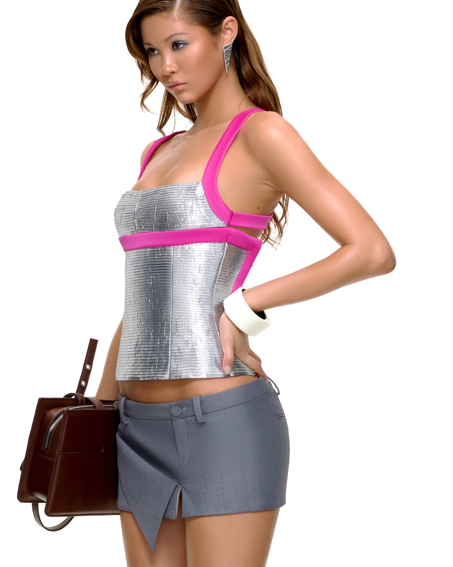 CHANTEL CORSET TOP (SILVER)