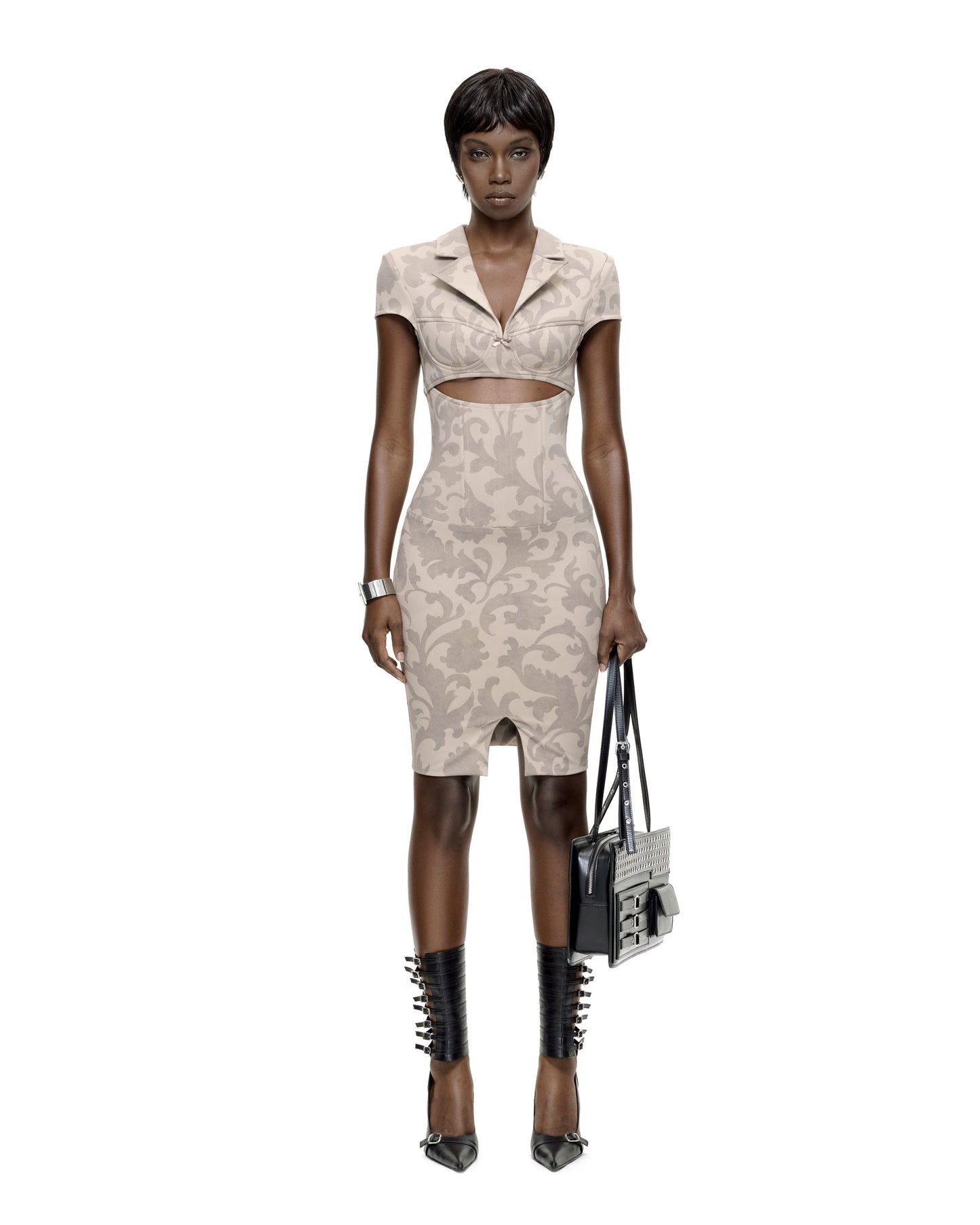 EMILY MIDI DRESS (BEIGE) S / Tan
