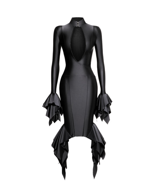 MELROSE MIDI DRESS (BLACK)