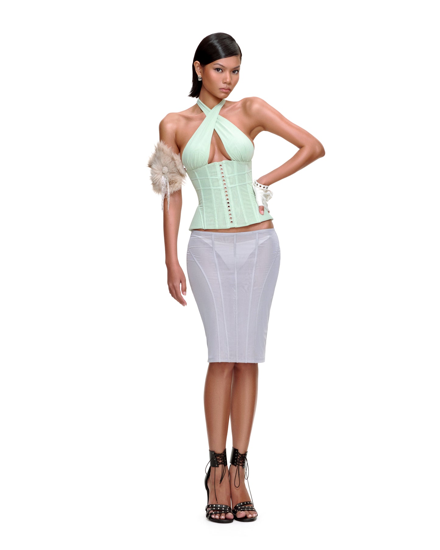 AUBREY MIDI SKIRT (GREY)