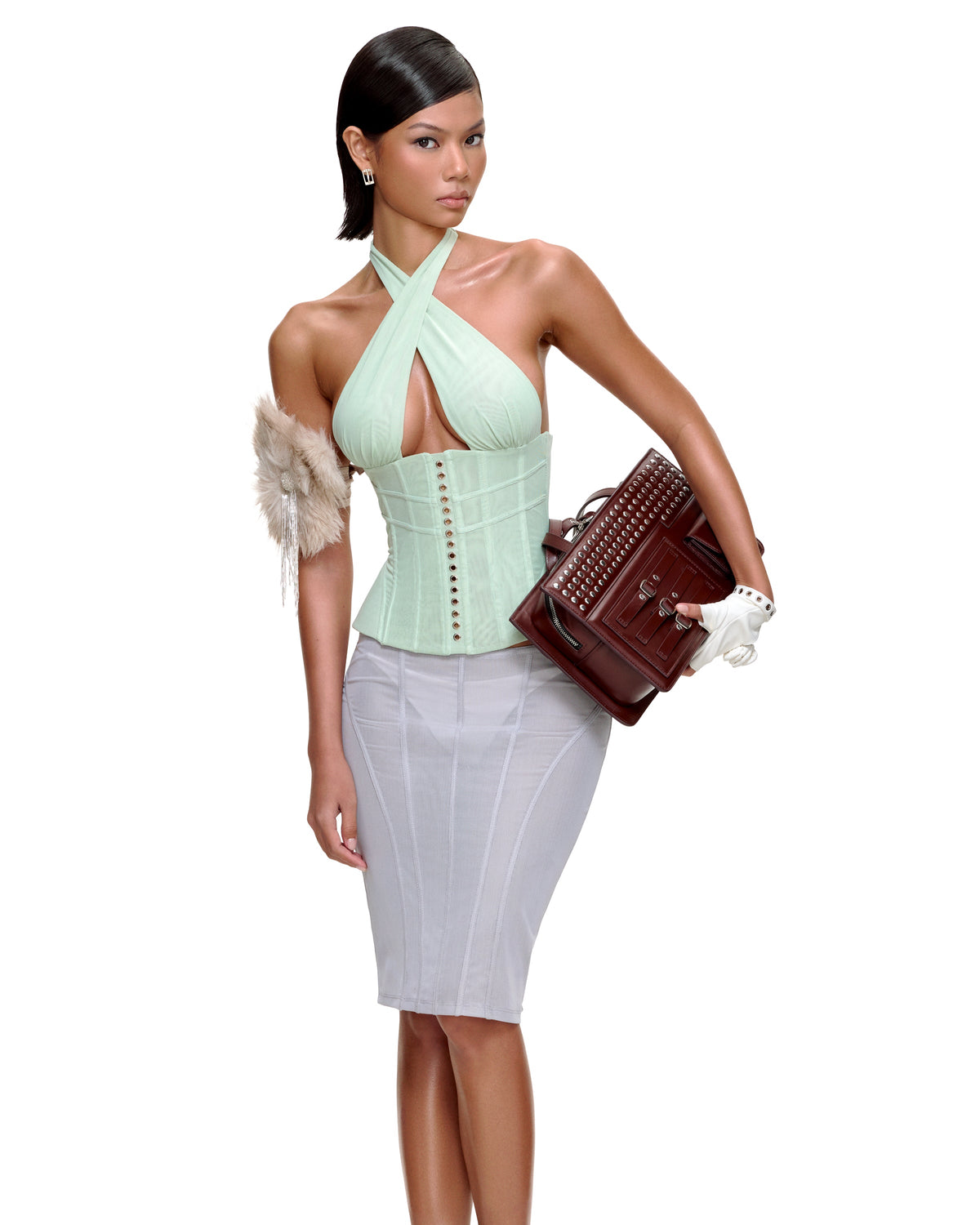 AUBREY MIDI SKIRT (GREY)